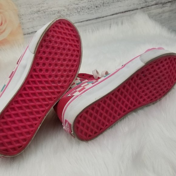 VANS checkered PINK/BLUE High Tops - Picture 4 of 5